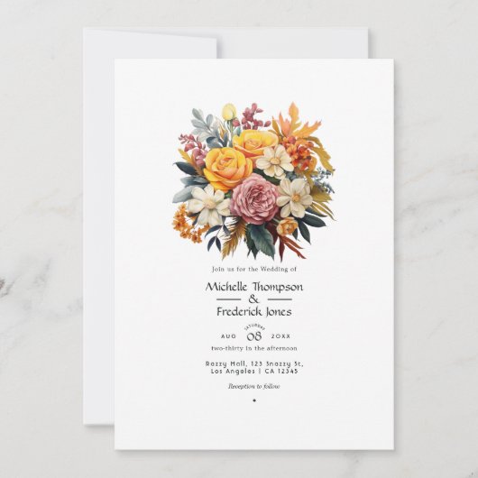 herfst - Herfst Floral Wedding Kaart (Voorkant)