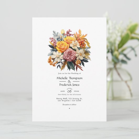 herfst - Herfst Floral Wedding Kaart (Staand voorkant)