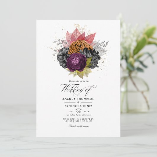 herfst - Herfst Floral Wedding Kaart (Staand voorkant)