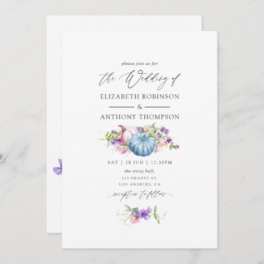 herfst - Herfst Floral Wedding Kaart (Voorkant / Achterkant)