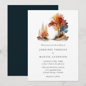 Herfst Herfst Forest Mountain Waterverf bruiloft Kaart (Voorkant / Achterkant)