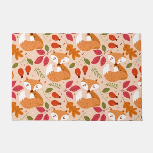 Herfst herfst Fox Leaves Woodland Home Decor Porch Deurmat (Voorkant)