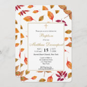 Herfst Herfst gebladerte Doopuitnodiging Kaart (Voorkant / Achterkant)