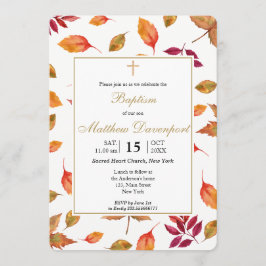 Herfst Herfst gebladerte Doopuitnodiging Kaart