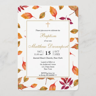 Herfst Herfst gebladerte Doopuitnodiging Kaart