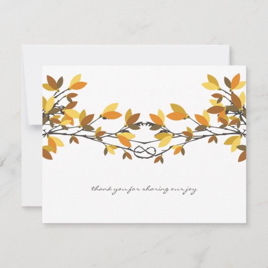 Herfst herfst geknoopt liefde bomen bruiloft dank bedankkaart (Achterkant)