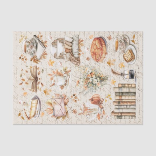  Herfst Herfst Gezellige Bibliotheek Decoupage Tissuepapier (Voorkant)