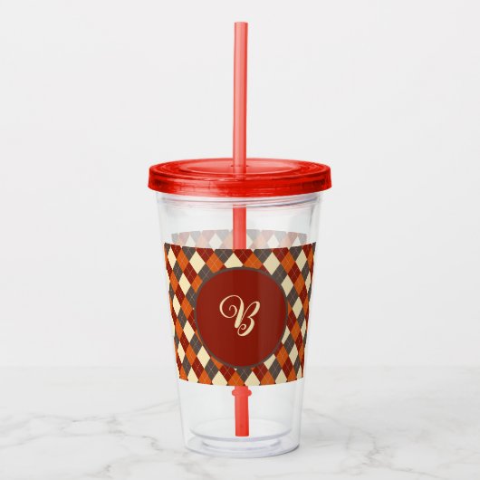Herfst/Herfst Gingham patroon Acryl Drinkbeker (Voorkant)