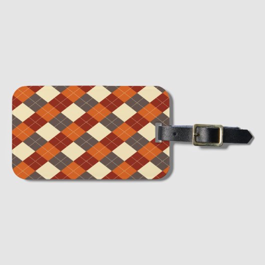 Herfst/Herfst Gingham patroon Bagagelabel (Voorkant (horizontaal))