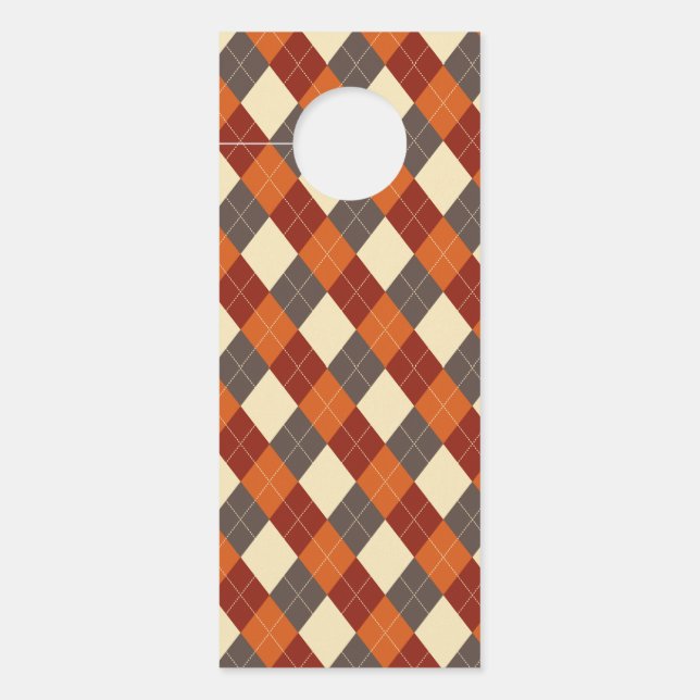 Herfst/Herfst Gingham patroon Deurhanger (Voorkant)
