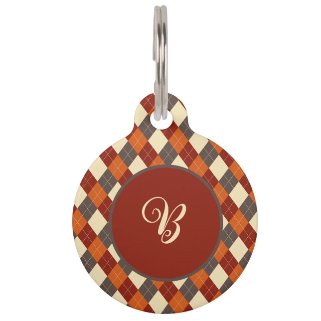 Herfst/Herfst Gingham patroon Huisdierpenning (Voorkant)