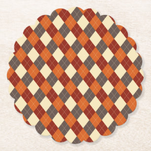 Herfst/Herfst Gingham patroon Kartonnen Onderzetters