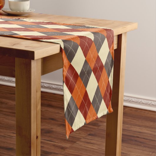 Herfst/Herfst Gingham patroon Korte Tafelloper (Voorbeeld)