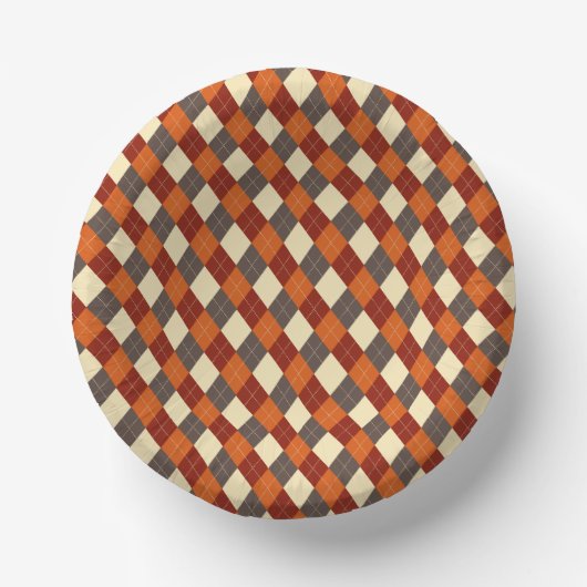 Herfst/Herfst Gingham patroon Papieren Kommen (Voorkant)