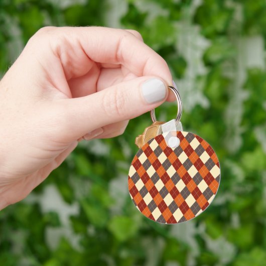 Herfst/Herfst Gingham patroon Sleutelhanger (Hand)
