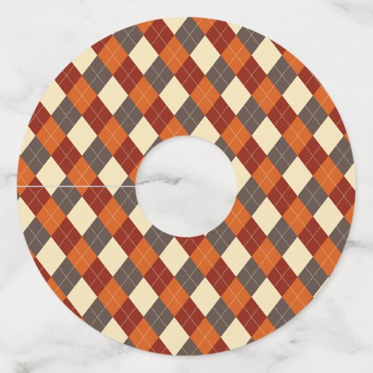 Herfst/Herfst Gingham patroon Wijnglaslabel (Voorkant)