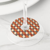 Herfst/Herfst Gingham patroon Wijnglaslabel (Dichtbij)