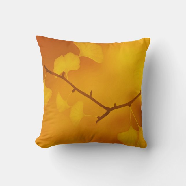Herfst/Herfst Ginkgo/Gingko Maidenhair Bladeren Kussen (Voorkant)