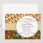 Herfst Herfst Glitter Adult Verjaardagsuitnodiging Kaart (Voorkant / Achterkant)