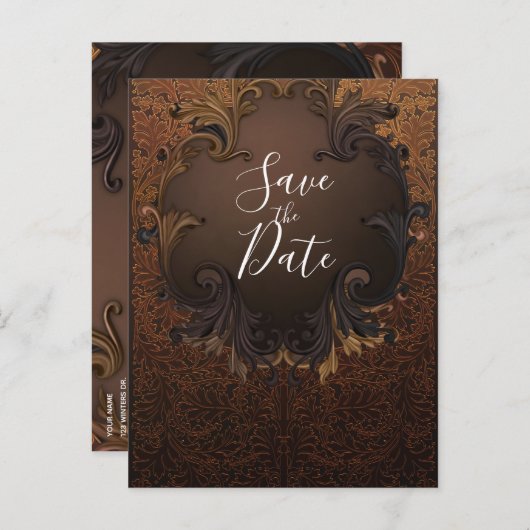 herfst Herfst Gold verlaat de datum opslaan Aankondigingskaart (Voorkant / Achterkant)