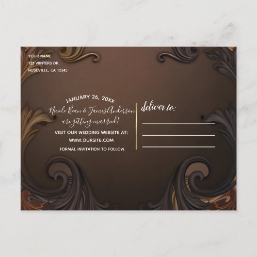  herfst Herfst Gold verlaat de datum opslaan Aankondigingskaart (Achterkant)