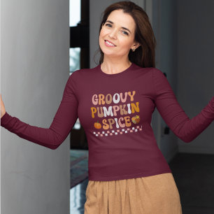 Herfst Herfst-Groovy Pumpkin Spice Design T-shirt