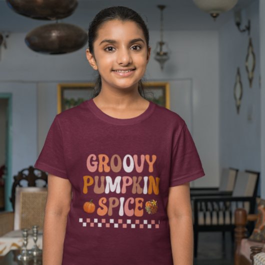 Herfst Herfst-Groovy Pumpkin Spice Design T-shirt