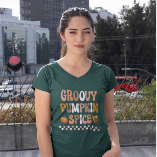 Herfst Herfst-Groovy Pumpkin Spice Design T-shirt