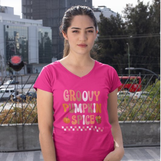 Herfst Herfst-Groovy Pumpkin Spice Design T-shirt