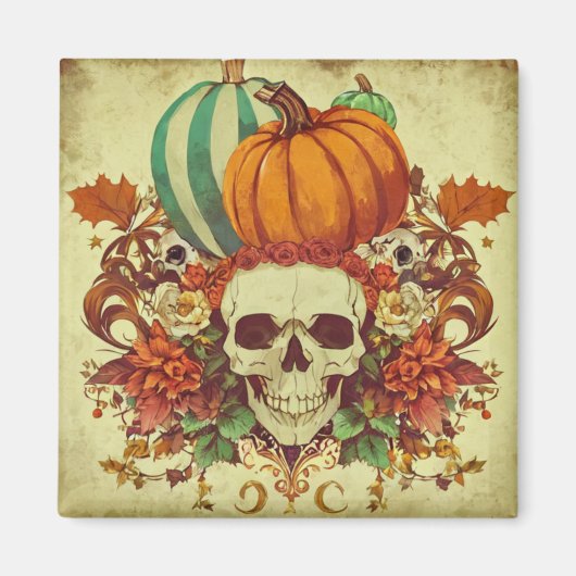 Herfst/Herfst/Halloween/pompoen/skelet Magneet (Voorkant)