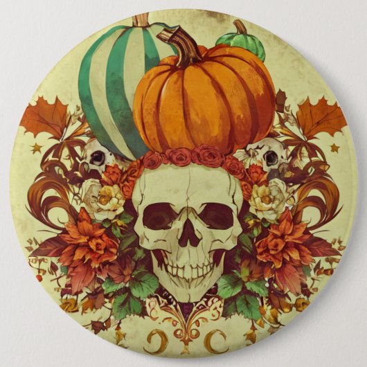 Herfst/Herfst/Halloween/pompoen/skelet Ronde Button 6,0 Cm (Voorkant)