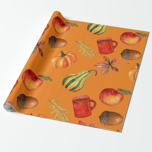 Herfst Herfst Halloween Pompoen Spice Rust Sinaasa Cadeaupapier (Uitgerold)
