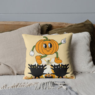 Herfst Herfst Halloween Zwarte Kat Pompoen Decorat Kussen