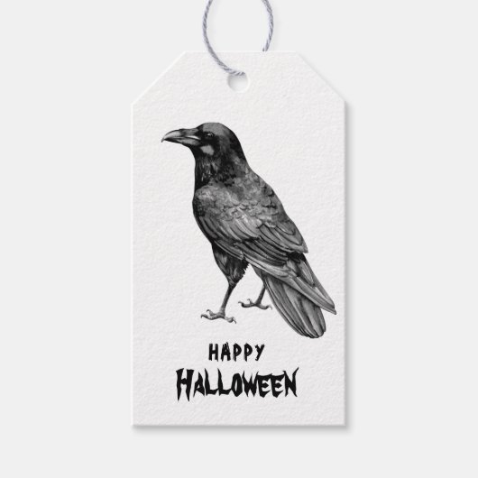 Herfst Herfst Happy Halloween Raven Crow Check Cadeaulabel (Voorkant)