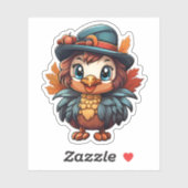 Herfst herfst Happy Thanksgiving Schattige Turkije Sticker (Vel)