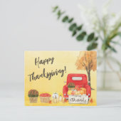 Herfst herfst Harvest Truck Happy Thanksgiving Briefkaart (Staand voorkant)
