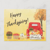 Herfst herfst Harvest Truck Happy Thanksgiving Briefkaart (Voorkant)