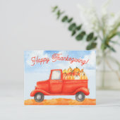 Herfst herfst Harvest Truck Happy Thanksgiving Briefkaart (Staand voorkant)