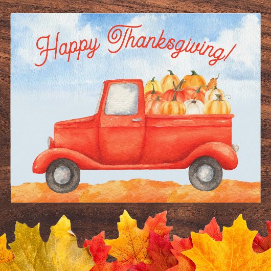 Herfst herfst Harvest Truck Happy Thanksgiving Briefkaart