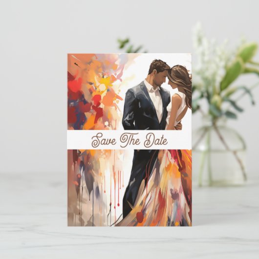 Herfst Herfst Herfst Bruidspaar Save the Date (Staand voorkant)