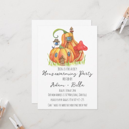 Herfst herfst housewarming uitnodigingen (Voorkant / Achterkant in situ)