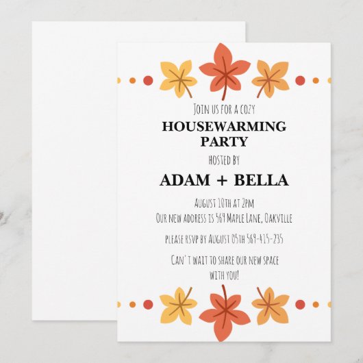 Herfst herfst housewarming uitnodigingen (Voorkant / Achterkant)