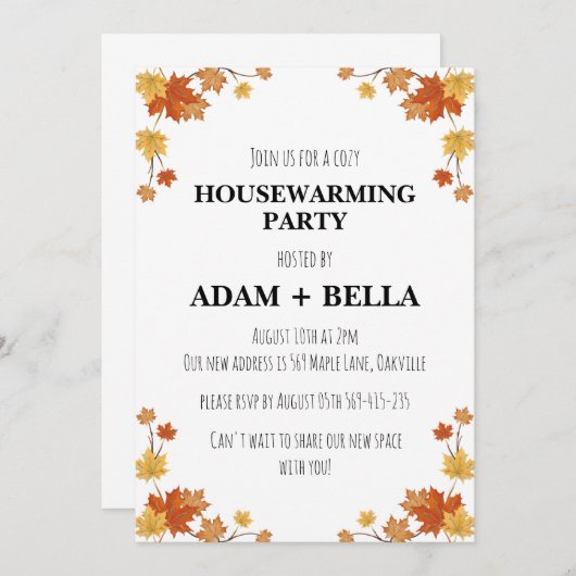 Herfst herfst housewarming uitnodigingen (Voorkant / Achterkant)