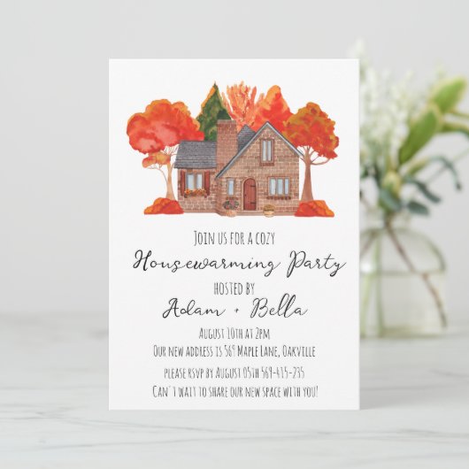 Herfst herfst housewarming uitnodigingen (Staand voorkant)