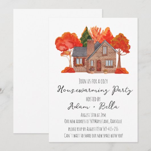 Herfst herfst housewarming uitnodigingen (Voorkant / Achterkant)