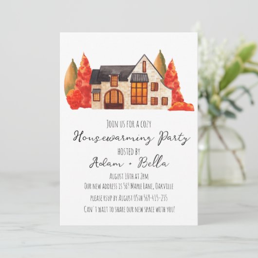Herfst herfst housewarming uitnodigingen (Staand voorkant)