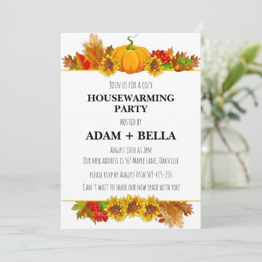 Herfst herfst housewarming uitnodigingen (Staand voorkant)
