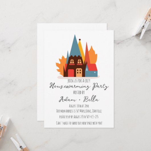 Herfst herfst housewarming uitnodigingen (Voorkant / Achterkant in situ)