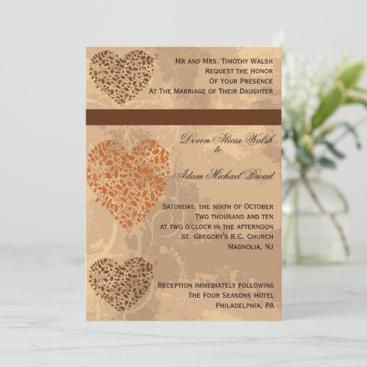 Herfst/herfst huwelijksuitnodiging kaart (Staand voorkant)