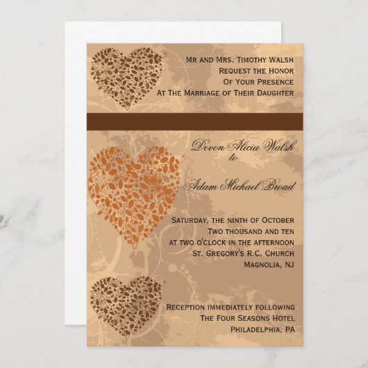 Herfst/herfst huwelijksuitnodiging kaart (Voorkant / Achterkant)